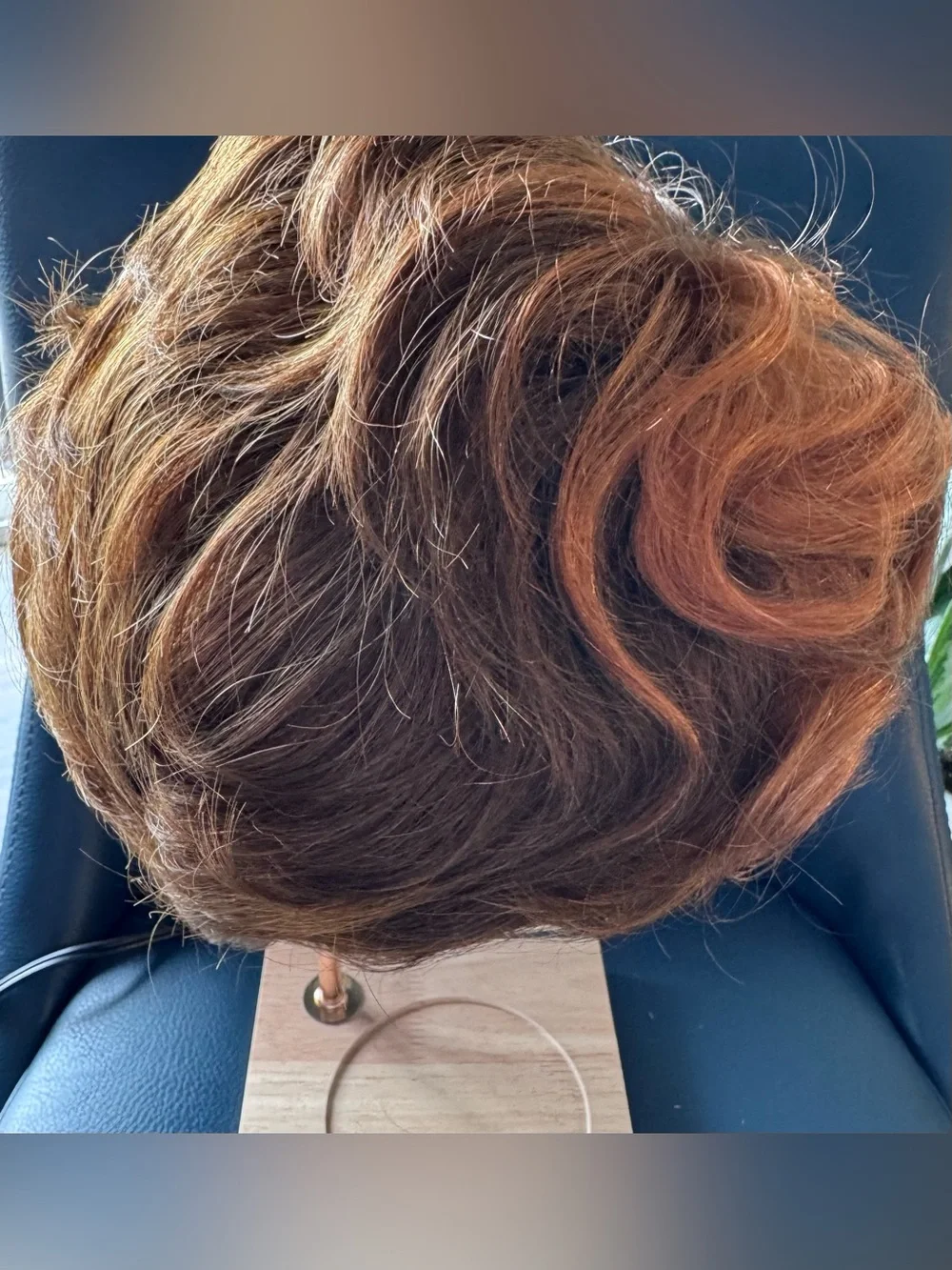 Short Wavy Women's Wig in Brown with Auburn Highlights